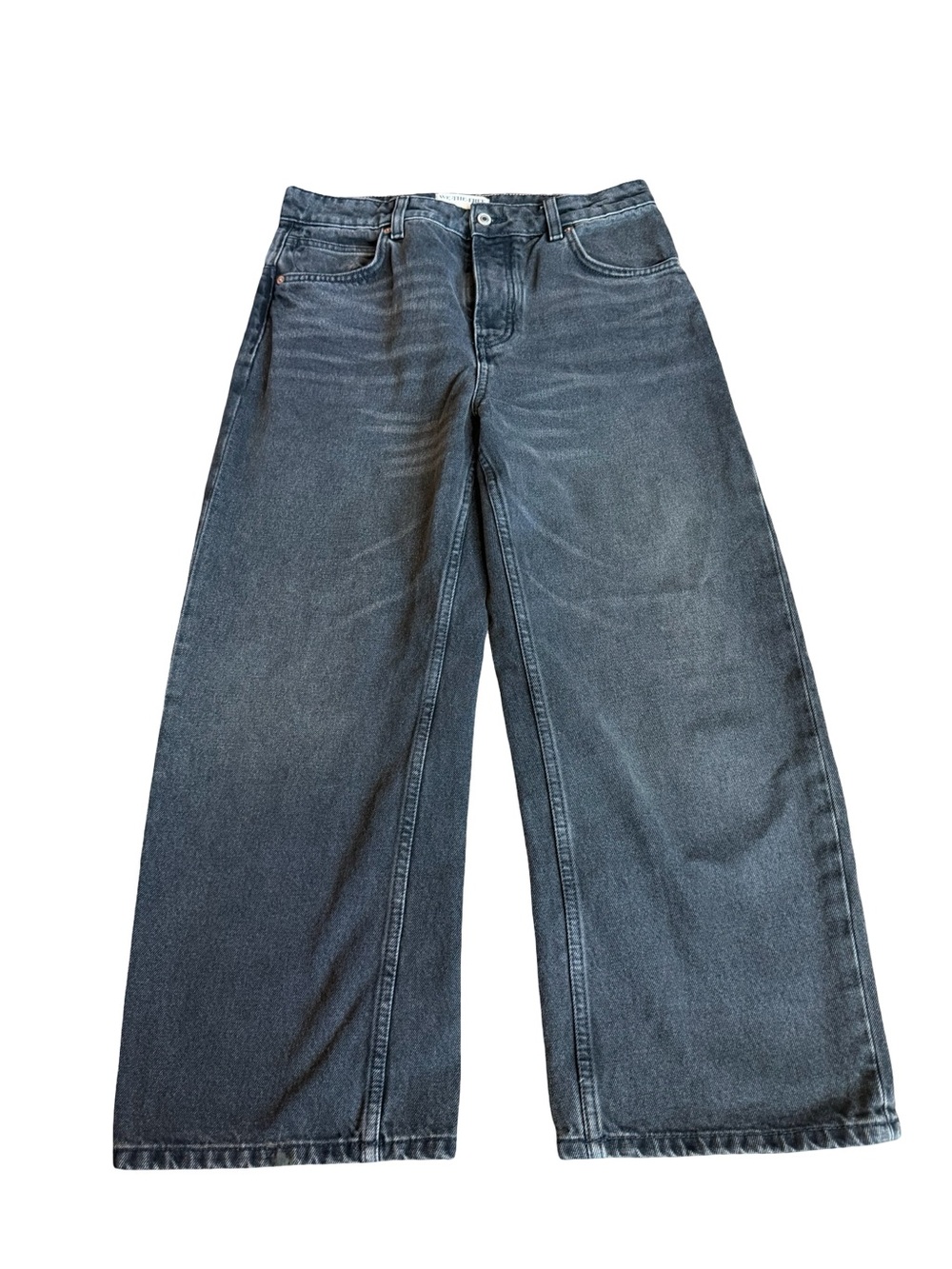 We The Free Washed Black Wide Leg Dropped Boyfriend Jeans Denim Size 28 Women's